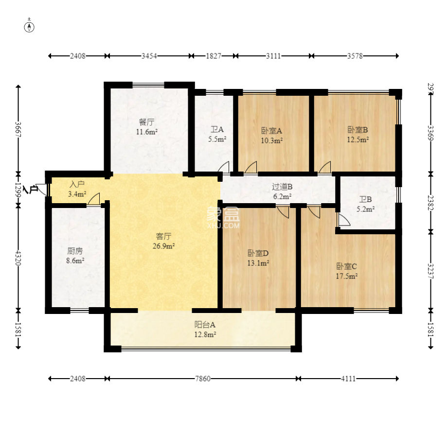 中建嘉和城  4室2厅2卫    135.0万