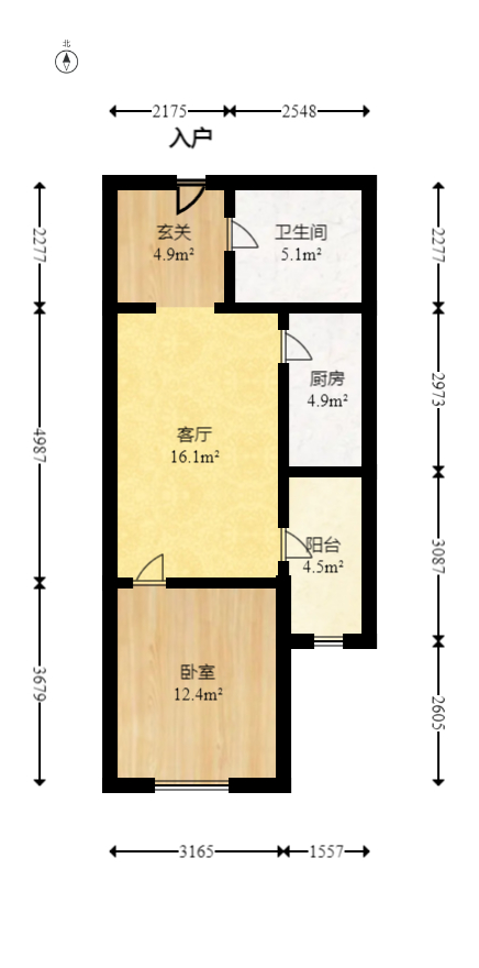 中信凯旋蓝岸（中信新城三期）  1室1厅1卫   30.00万室内图1