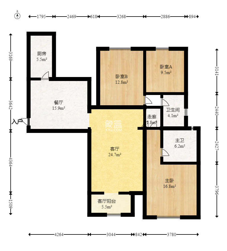 東能華府  3室2廳2衛(wèi)   129.00萬