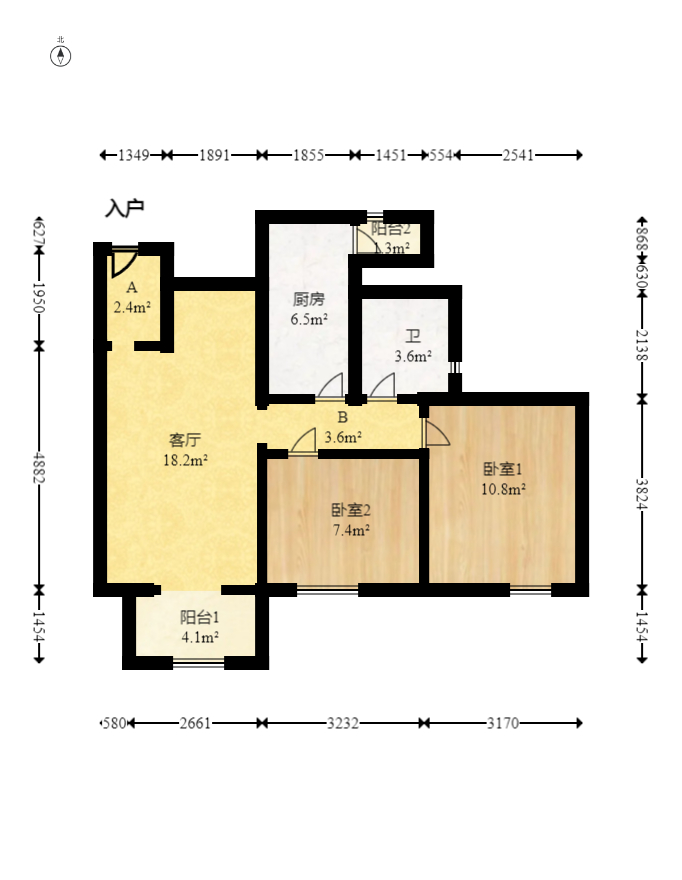 佳兆业时代广场  2室2厅1卫   88.00万室内图1