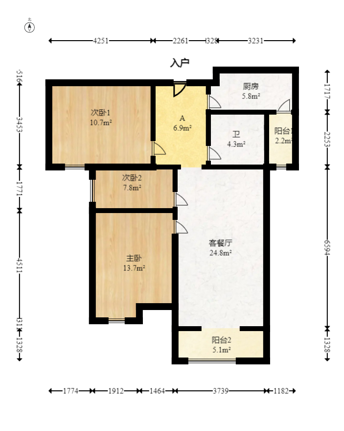 山语城三期  3室2厅1卫   70.00万室内图1
