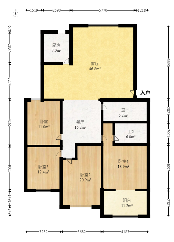 时代天骄  4室2厅2卫   110.00万室内图1