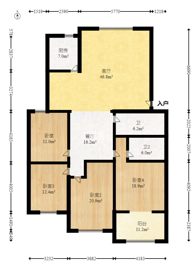 時代天驕  4室2廳2衛(wèi)   110.00萬