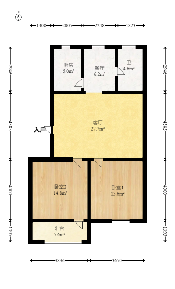 鑫邮小区  2室2厅1卫   72.80万室内图1