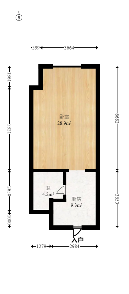上河国际F座  1室1厅1卫   35.00万室内图1