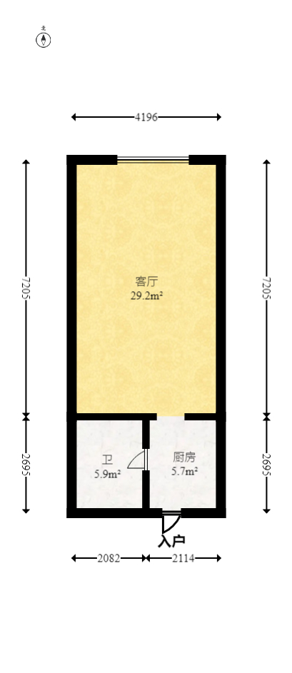 西子一间  1室1厅1卫   29.00万室内图1