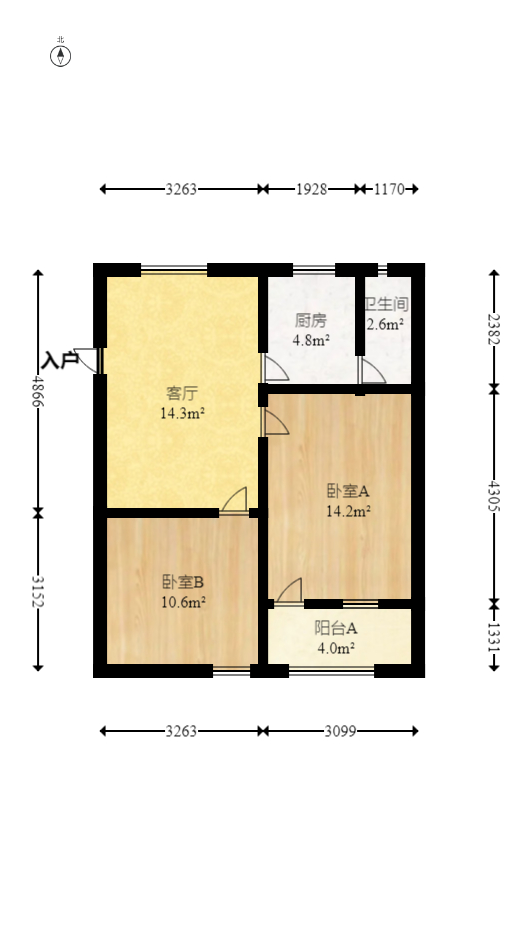 向东南社区  2室1厅1卫    30.0万 向东南社区  2室1厅1卫    30.0万户型图