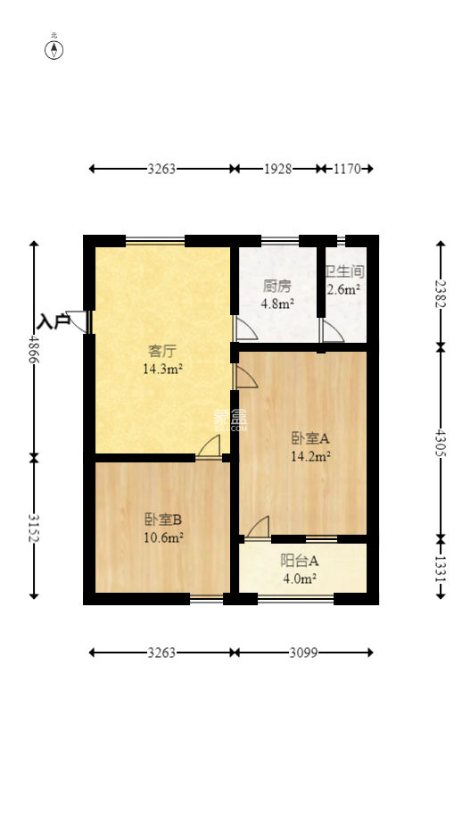 向东南社区  2室1厅1卫   30.00万