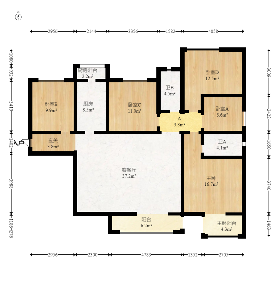 保利天禧C区  5室2厅2卫   310.00万室内图1