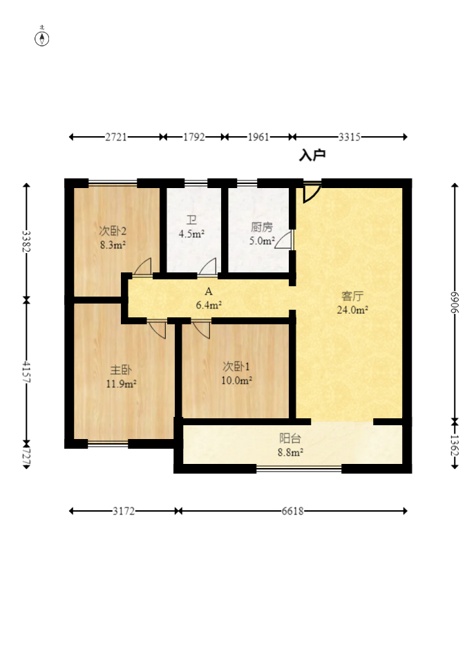 中建悦和城  3室2厅1卫   91.00万室内图1