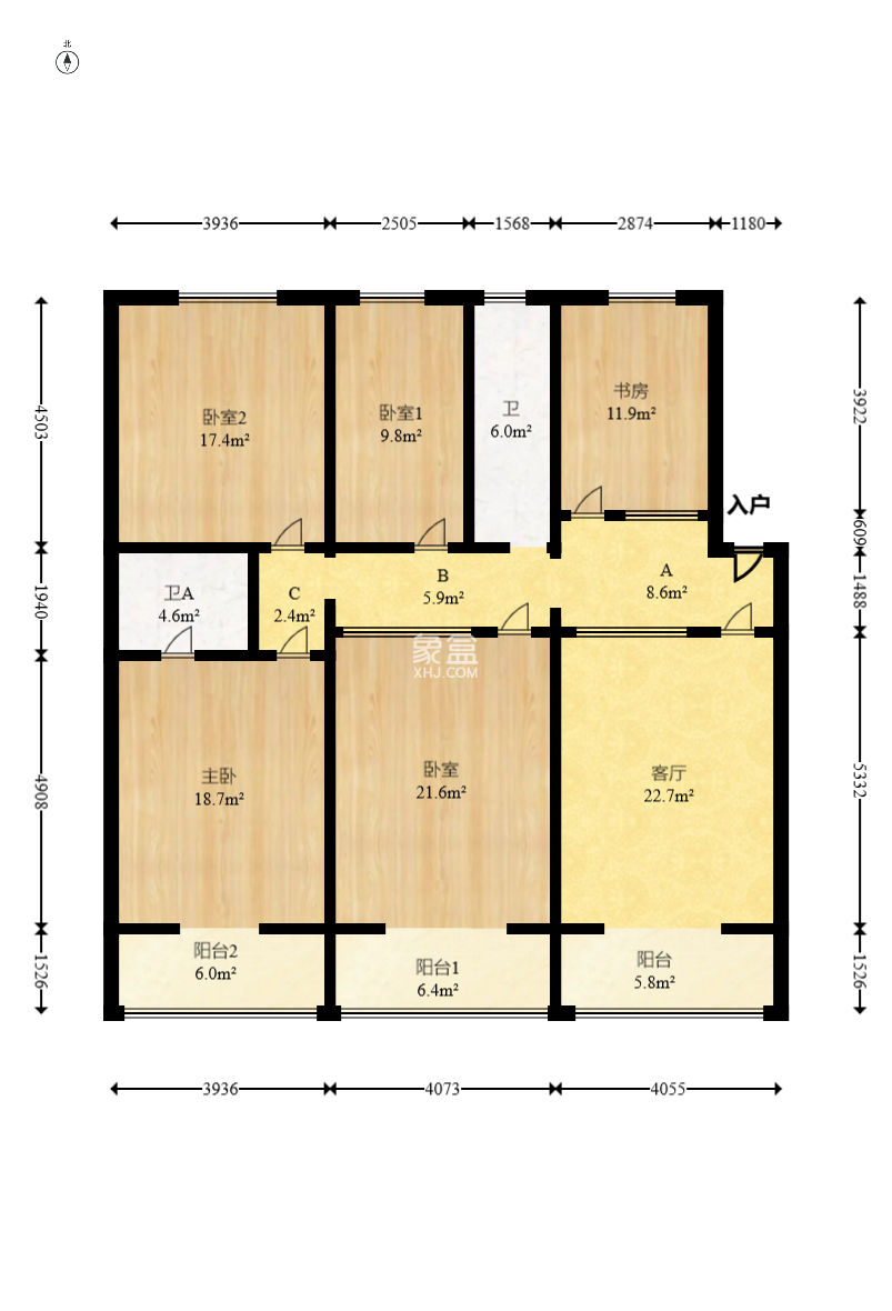 海威大厦  4室2厅2卫   85.00万