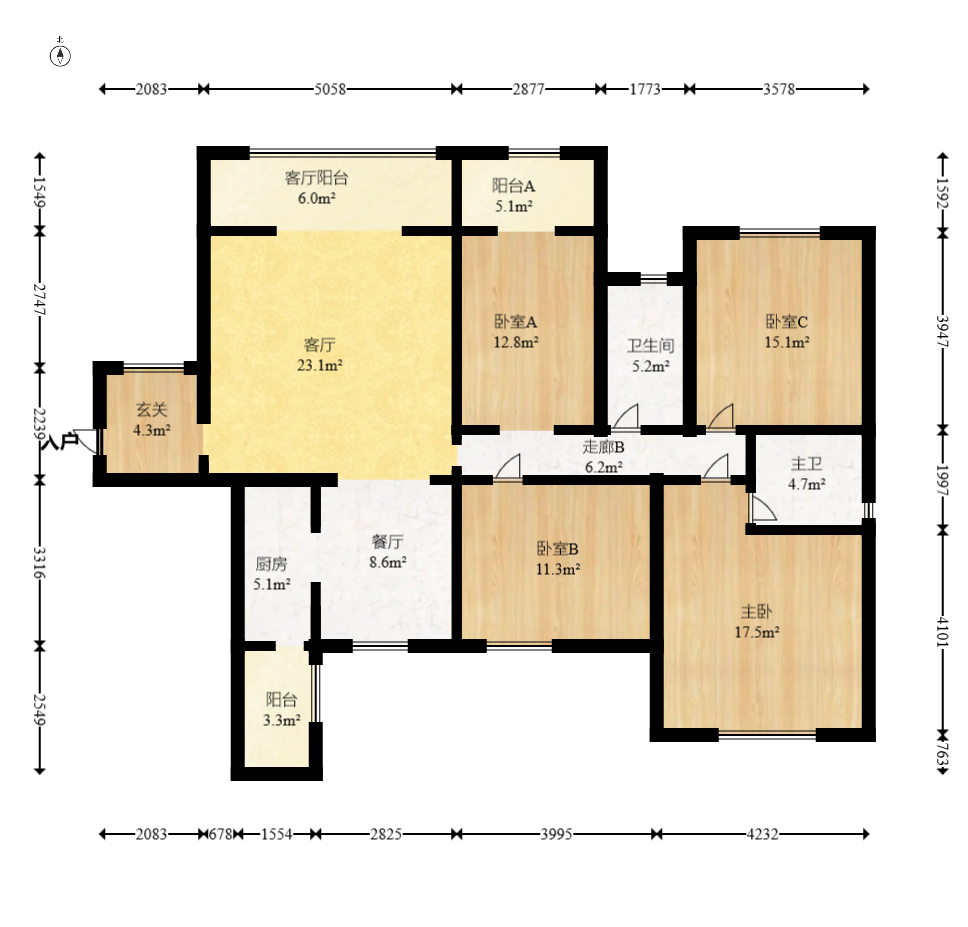 中建芙蓉嘉苑  4室2厅2卫   136.00万室内图1