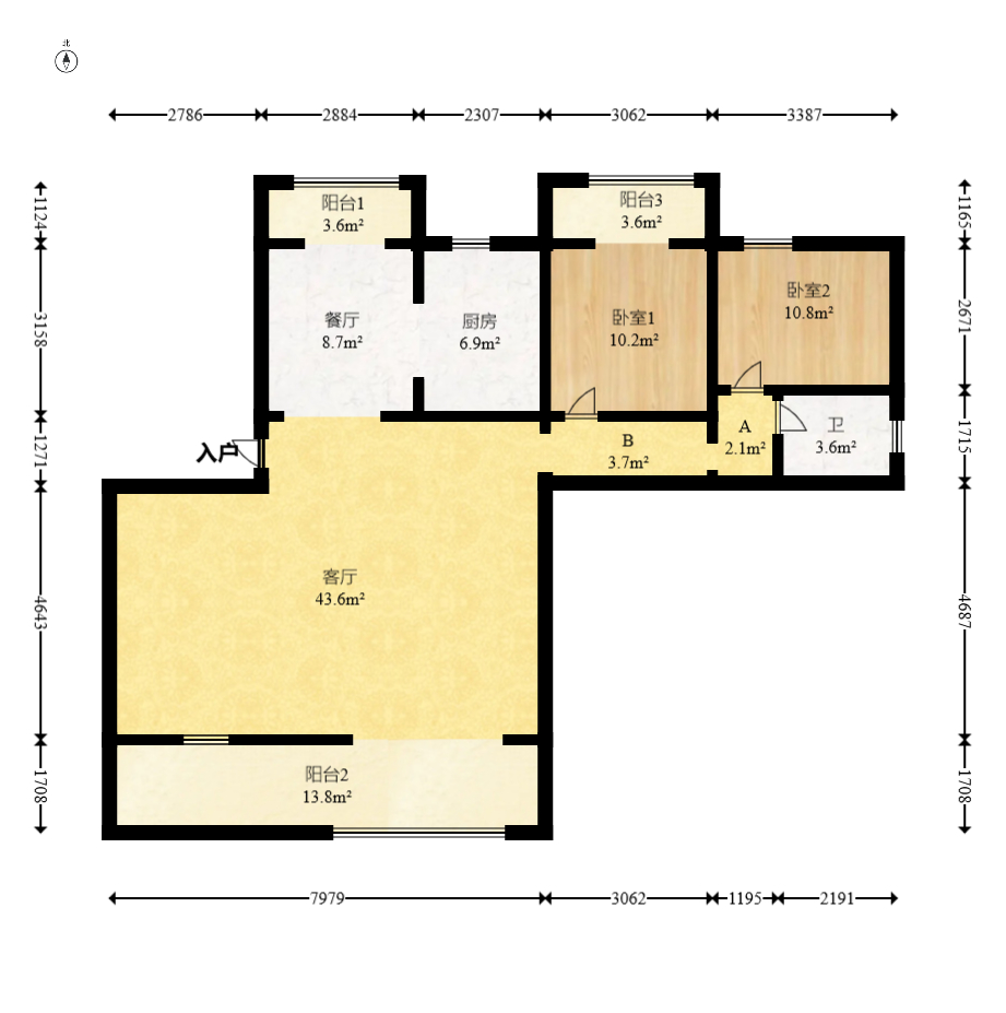 润和湘江天地AB区 4室2厅2卫 220.0万 润和湘江天地AB区 4室2厅2卫 220.0万户型图