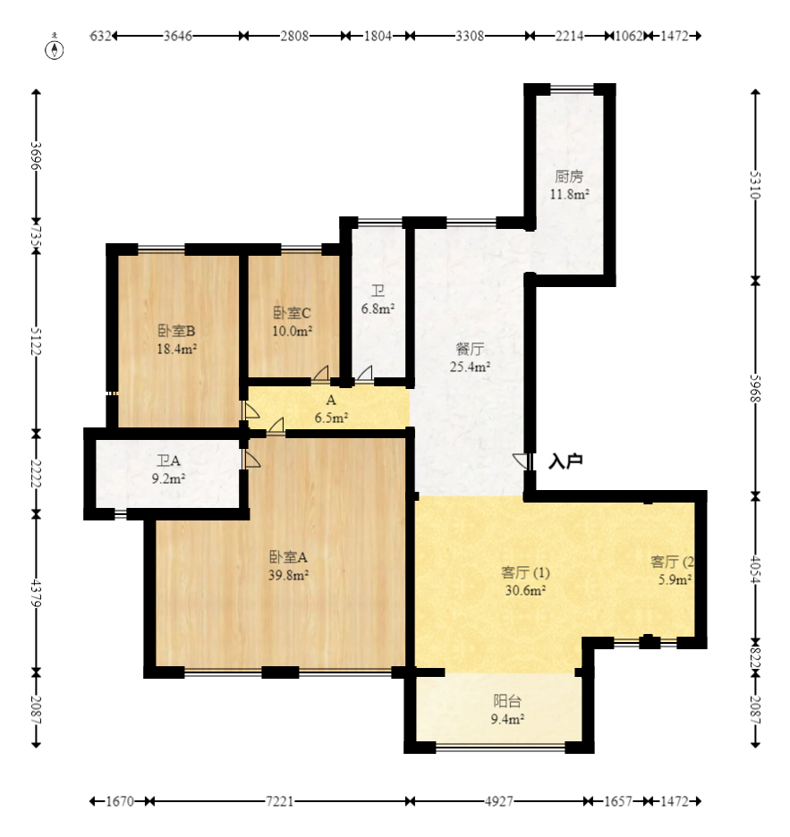 中建梅溪湖中心  4室2厅3卫   378.00万室内图1