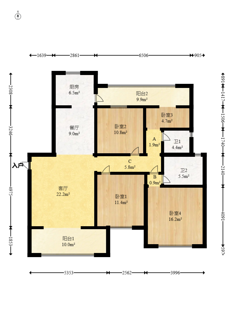 润和湘江天地D区 4室2厅2卫 159.8万 润和湘江天地D区 4室2厅2卫 159.8万户型图