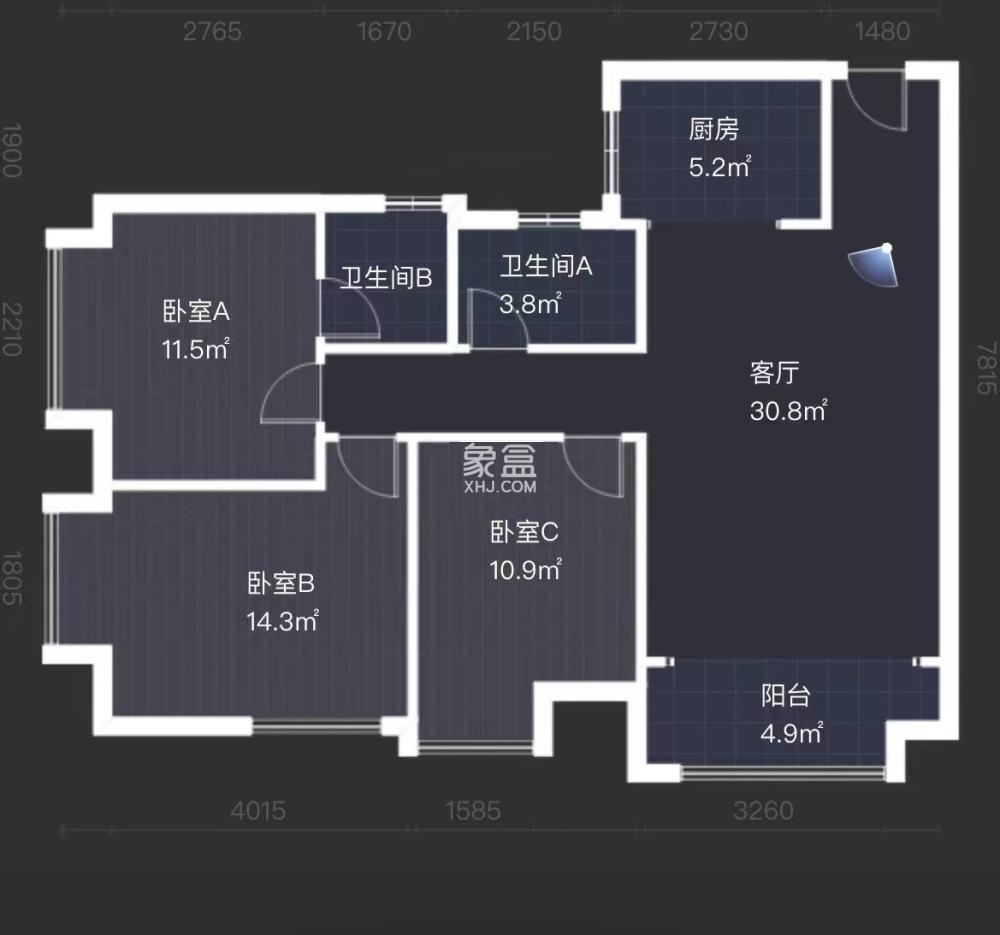 山水洲城华晨第一城  3室2厅2卫   46.80万