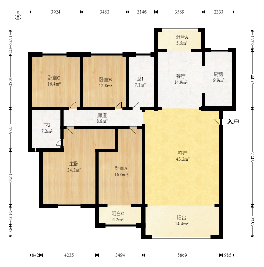 靳江明珠  4室2厅2卫    130.0万 靳江明珠  4室2厅2卫    130.0万户型图