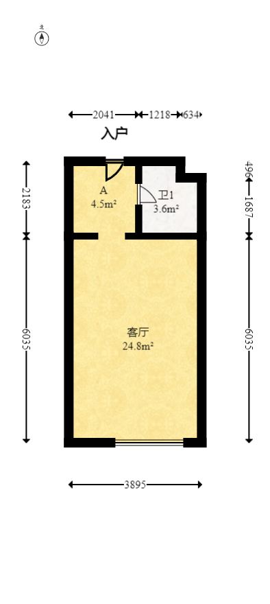 五江天街北区  1室1厅1卫   30.00万室内图1