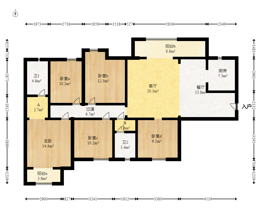 中粮鸿云  5室2厅2卫   128.00万室内图1