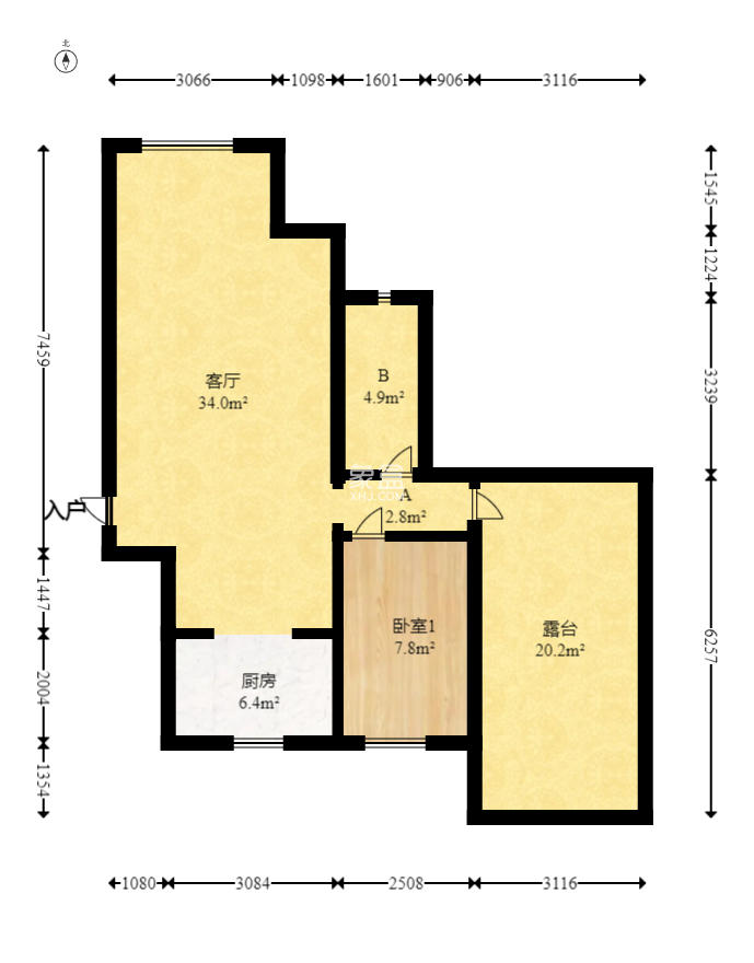 乾源国际 3室2厅2卫 59.0万 乾源国际 3室2厅2卫 59.0万户型图