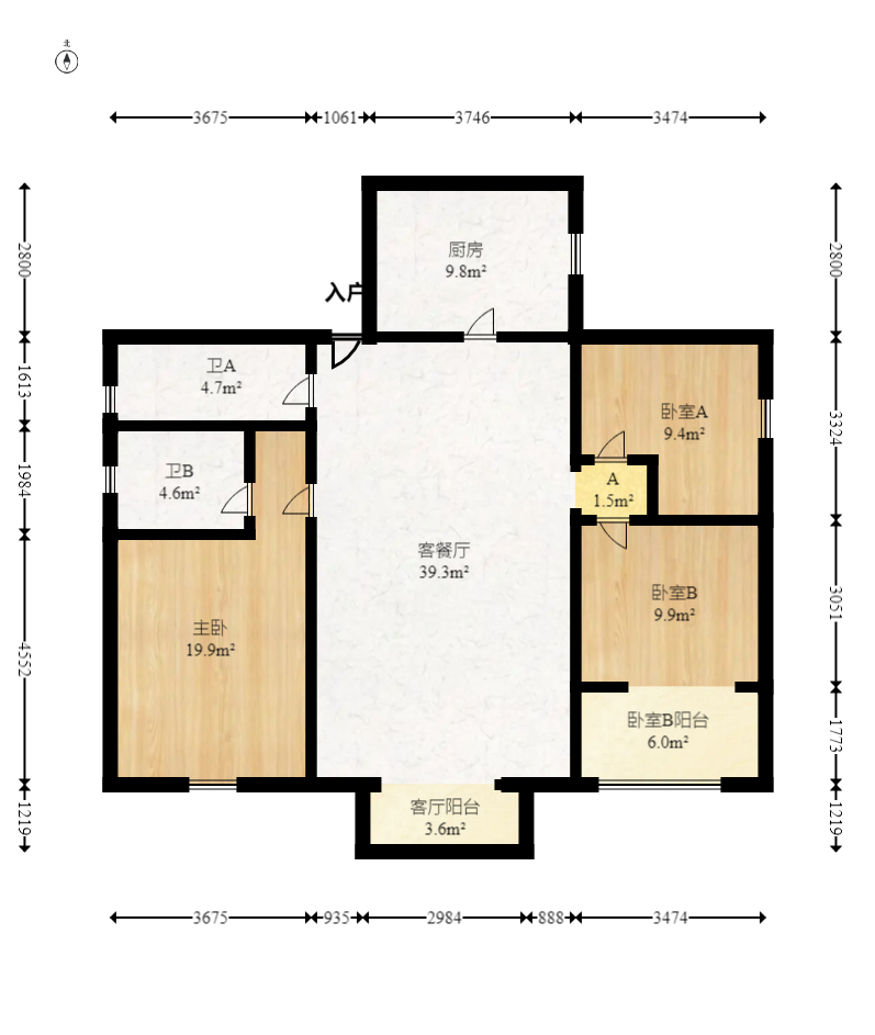 香海西岸  3室2厅2卫   99.80万室内图1