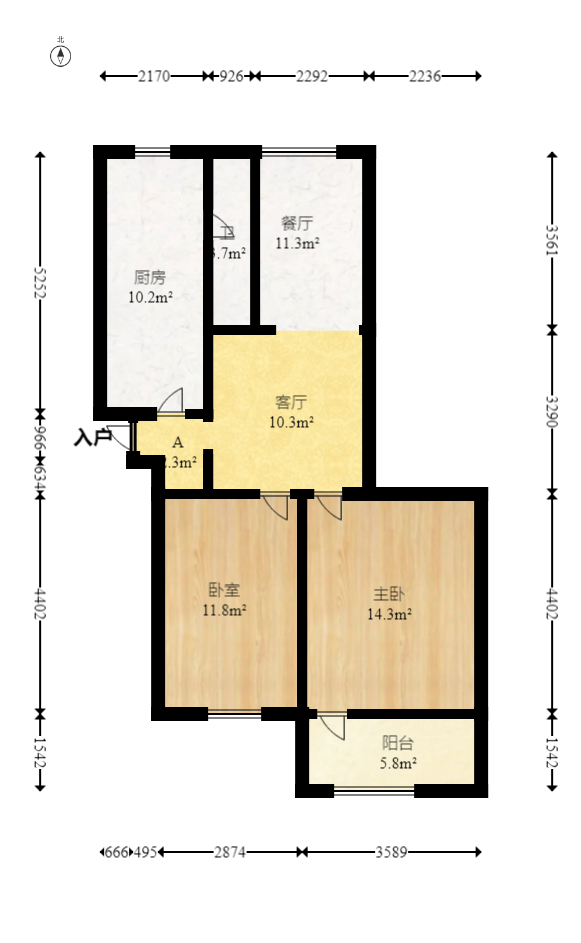 燕山街社区  2室2厅1卫   46.80万室内图1