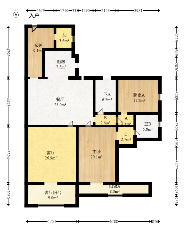 沁园春  4室2厅1卫   180.00万室内图1