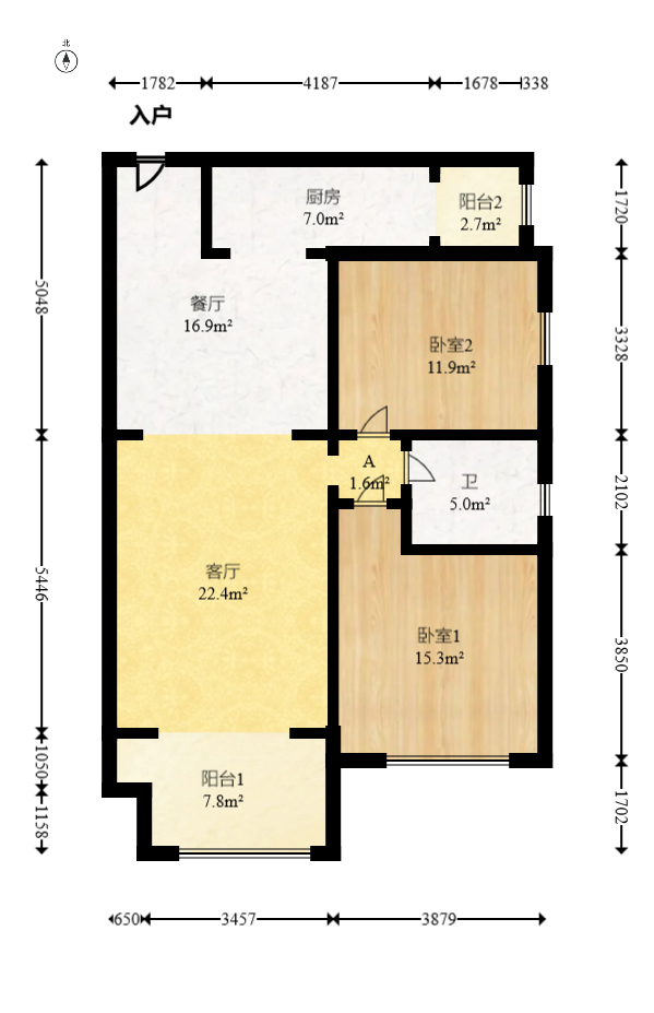 荣悦台  2室2厅1卫   157.80万室内图1
