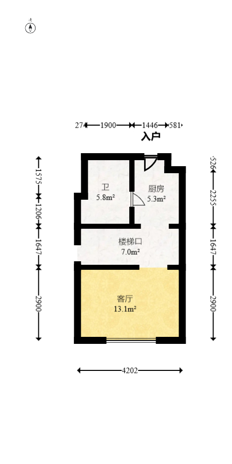 荣盛花语书苑  1室1厅1卫   43.60万室内图1