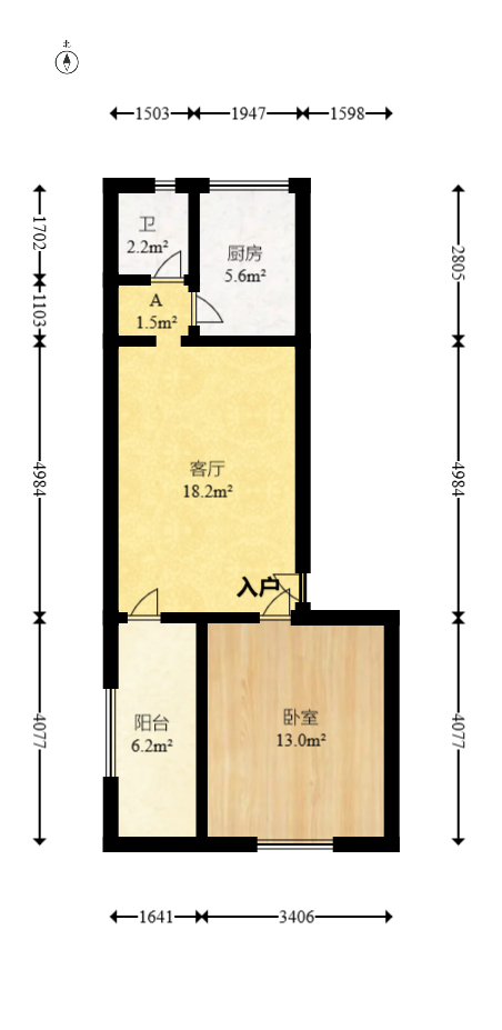 长坡社区  1室1厅1卫   34.80万室内图1