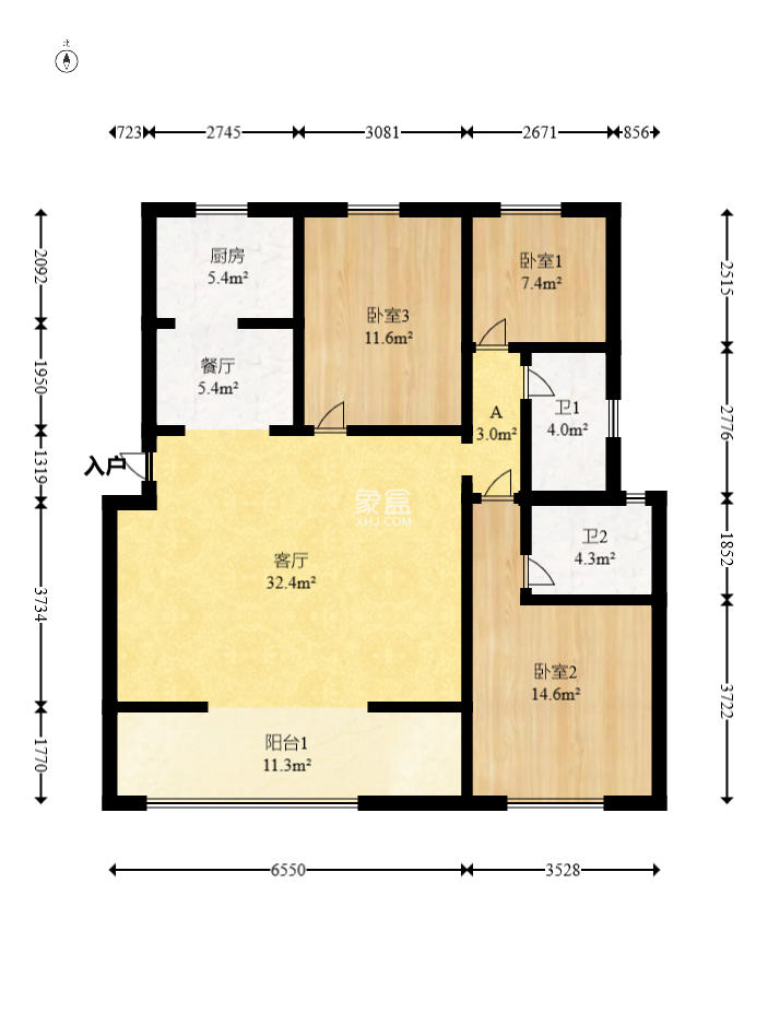 阳光城尚东湾嘉林苑 4室2厅1卫 118.0万 阳光城尚东湾嘉林苑 4室2厅1卫 118.0万户型图