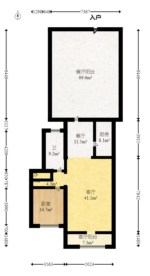 恒大御景天下城一期  4室2厅3卫   380.00万室内图1
