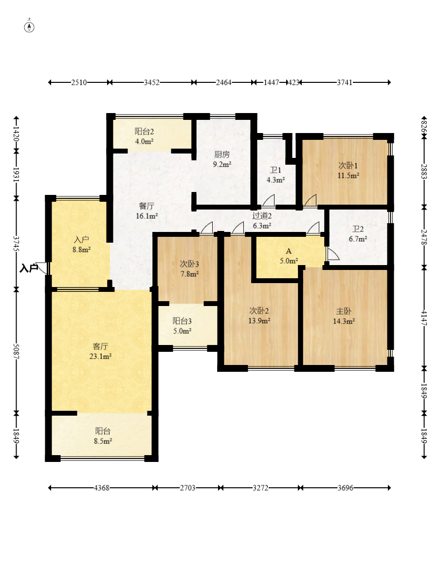 珠江花城三期锦鲤  4室2厅2卫    150.0万 珠江花城三期锦鲤  4室2厅2卫    150.0万户型图