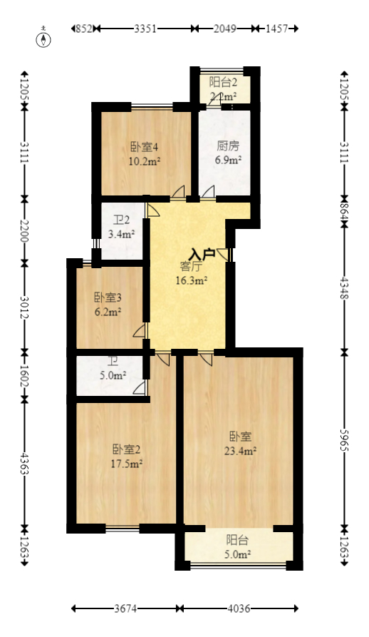 联美品格  3室2厅2卫   89.50万室内图1