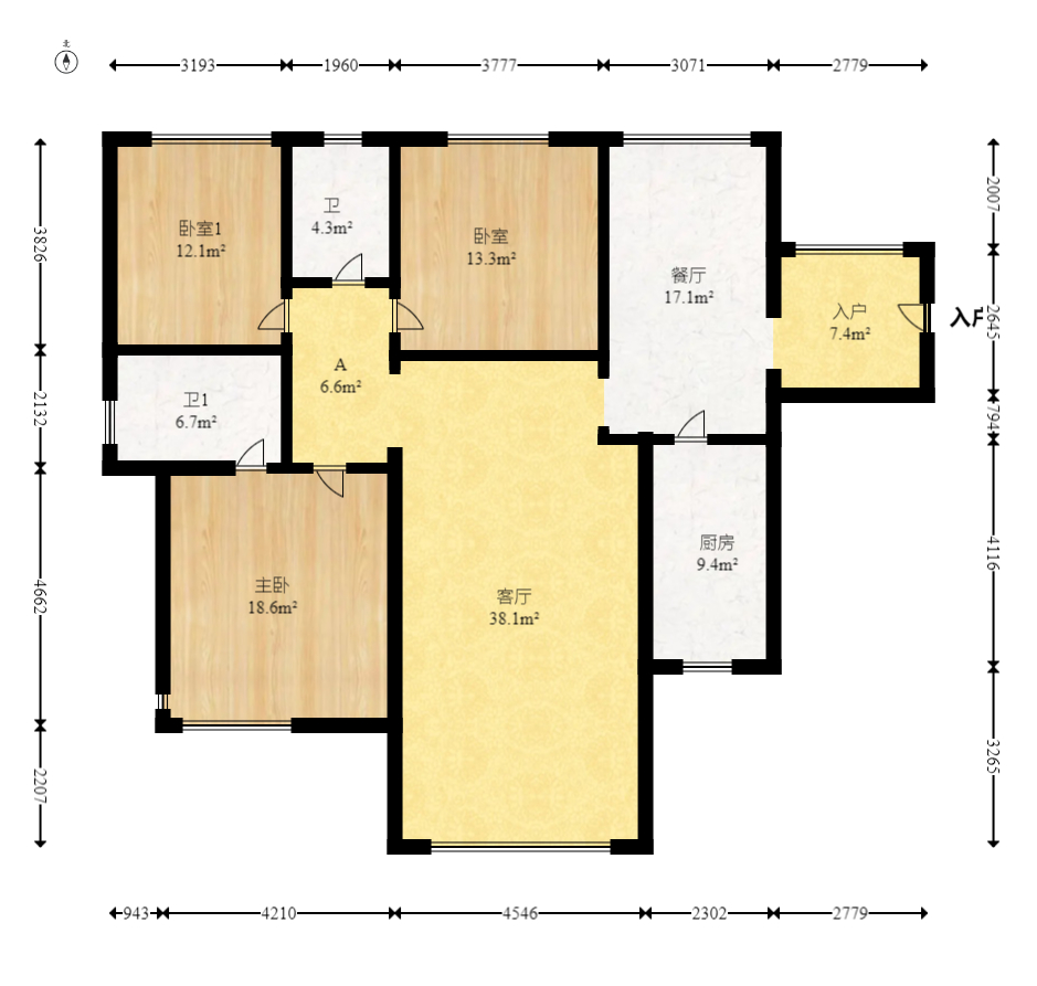 圆梦完美生活  3室2厅2卫    73.0万室内图1