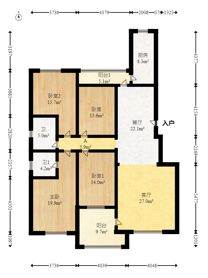 红树湾 1室2厅2卫 115.0万 红树湾 1室2厅2卫 115.0万户型图
