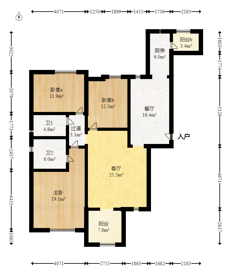 联诚国际城 3室2厅2卫 53.0万 联诚国际城 3室2厅2卫 53.0万户型图