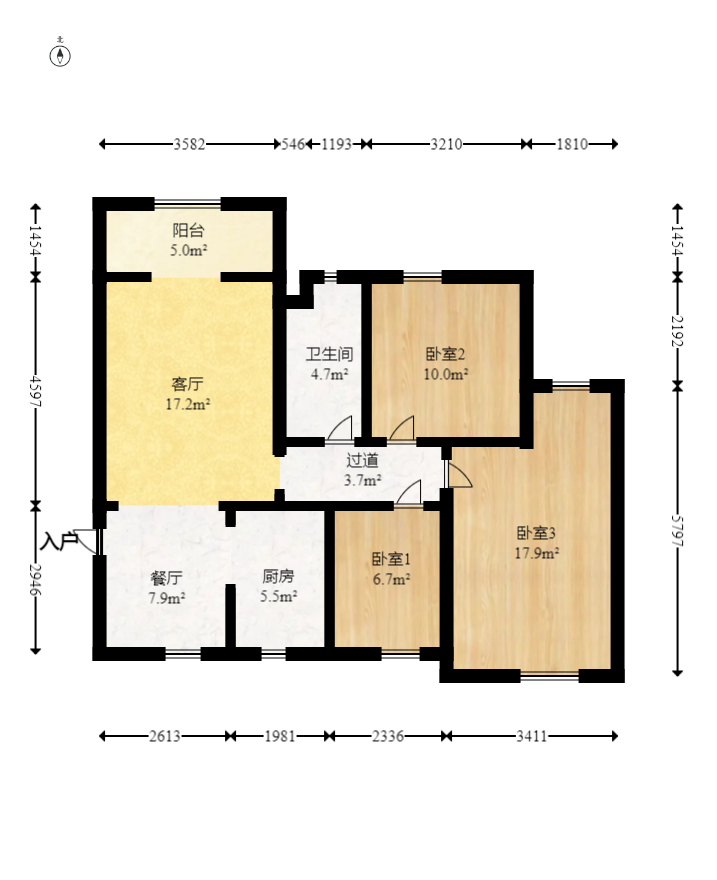 盛腾学林西岸  3室2厅1卫    75.0万室内图1