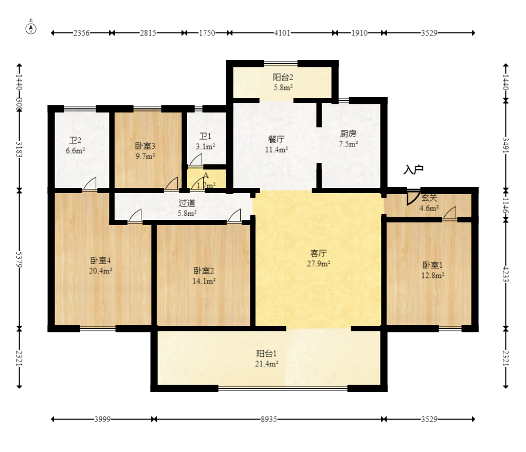 润和湘江天地AB区 4室2厅2卫 231.8万 润和湘江天地AB区 4室2厅2卫 231.8万户型图