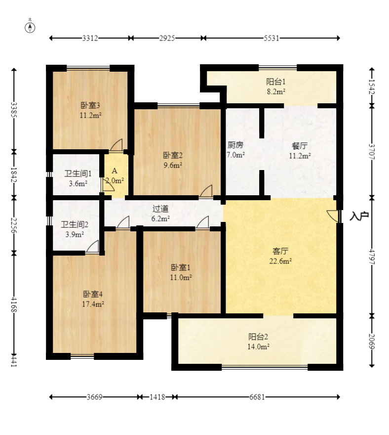润和湘江天地D区  4室2厅2卫    156.8万 润和湘江天地D区  4室2厅2卫    156.8万户型图
