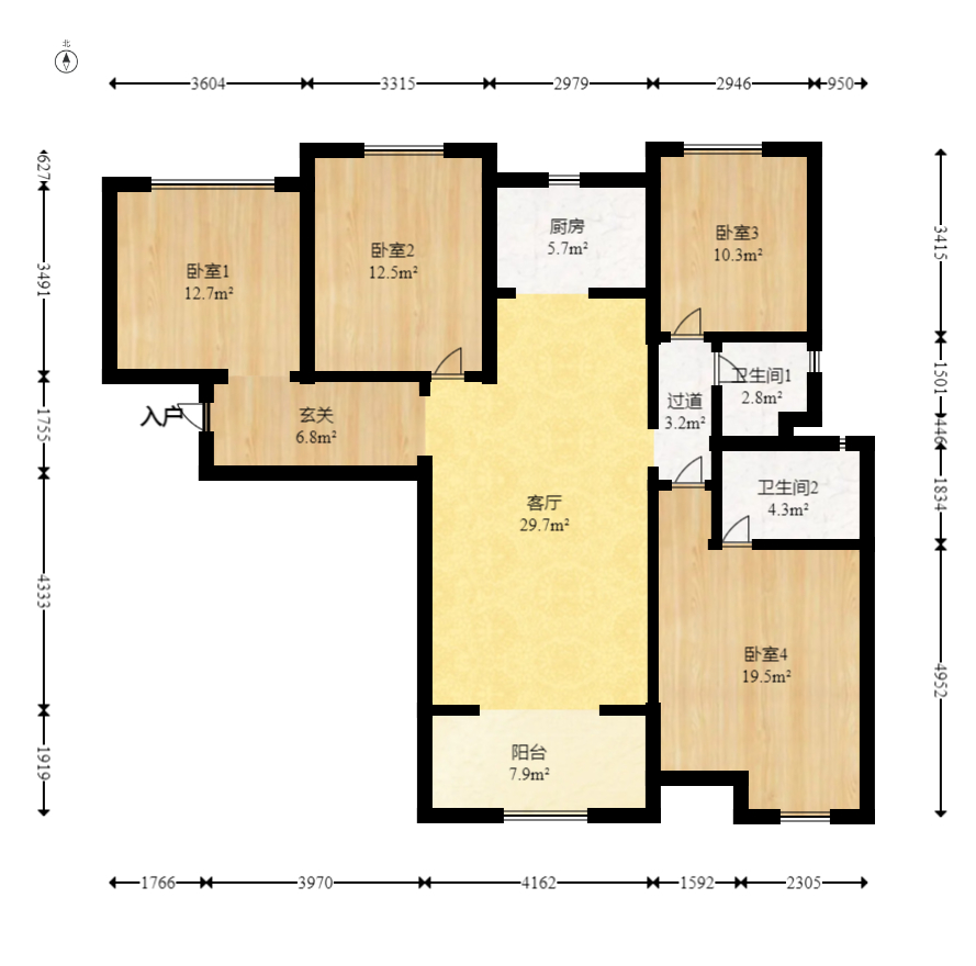 明发阅江悦府  4室2厅2卫   96.00万室内图1