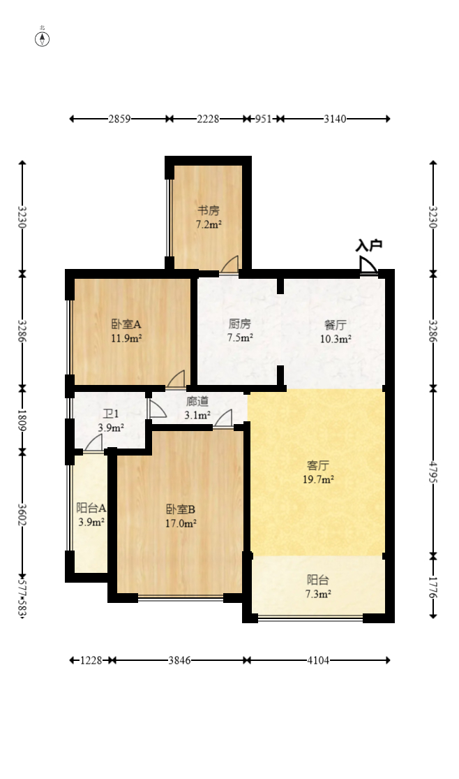 金鼎公园尚  3室2厅1卫   56.80万室内图1