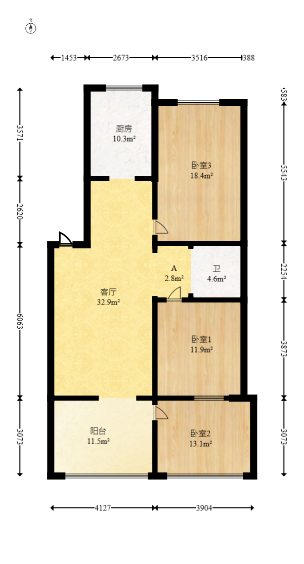 南锦家园  3室2厅1卫   58.00万室内图1