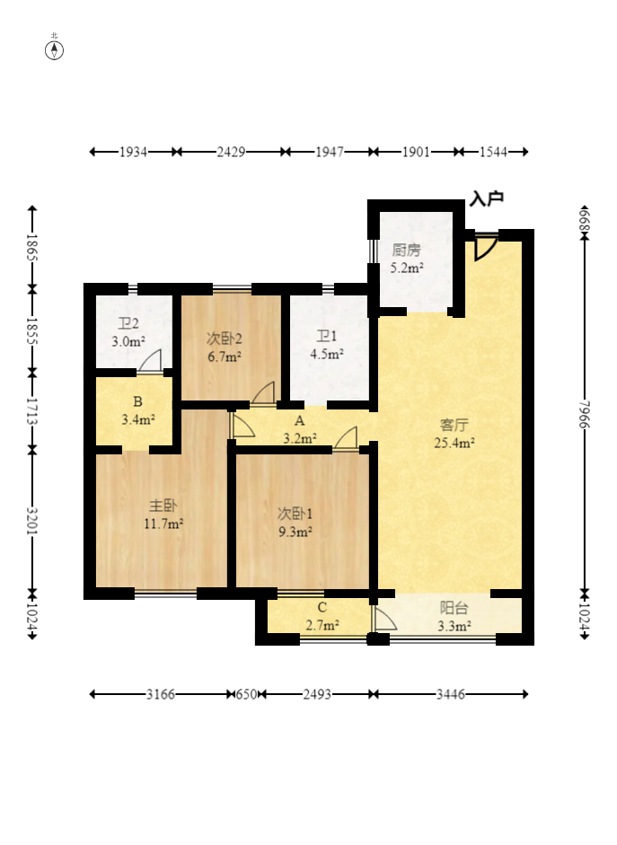 旭辉美的东樾城 3室2厅2卫 109.8万 旭辉美的东樾城 3室2厅2卫 109.8万户型图