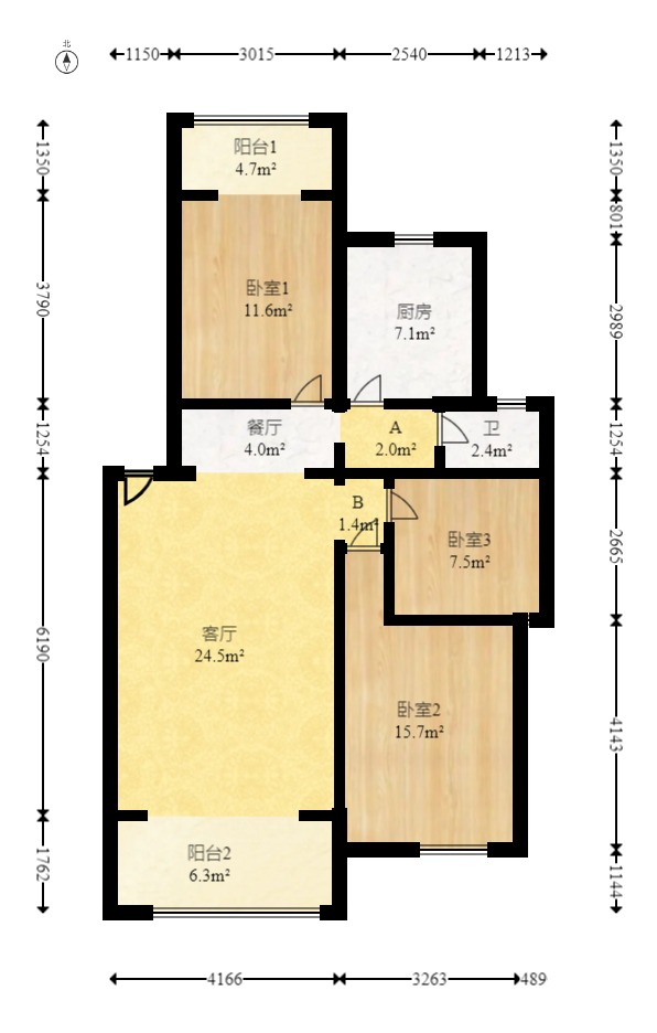 融城花苑  3室2厅1卫   58.80万室内图1