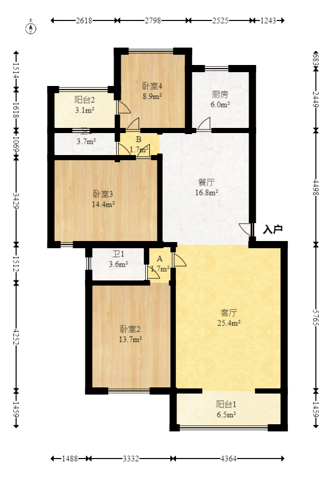 德馨园  3室2厅2卫   68.80万室内图1