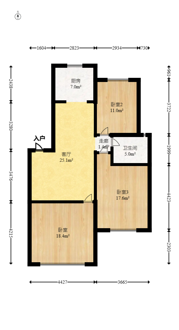 博雅湘水湾 3室1厅1卫 56.0万 博雅湘水湾 3室1厅1卫 56.0万户型图