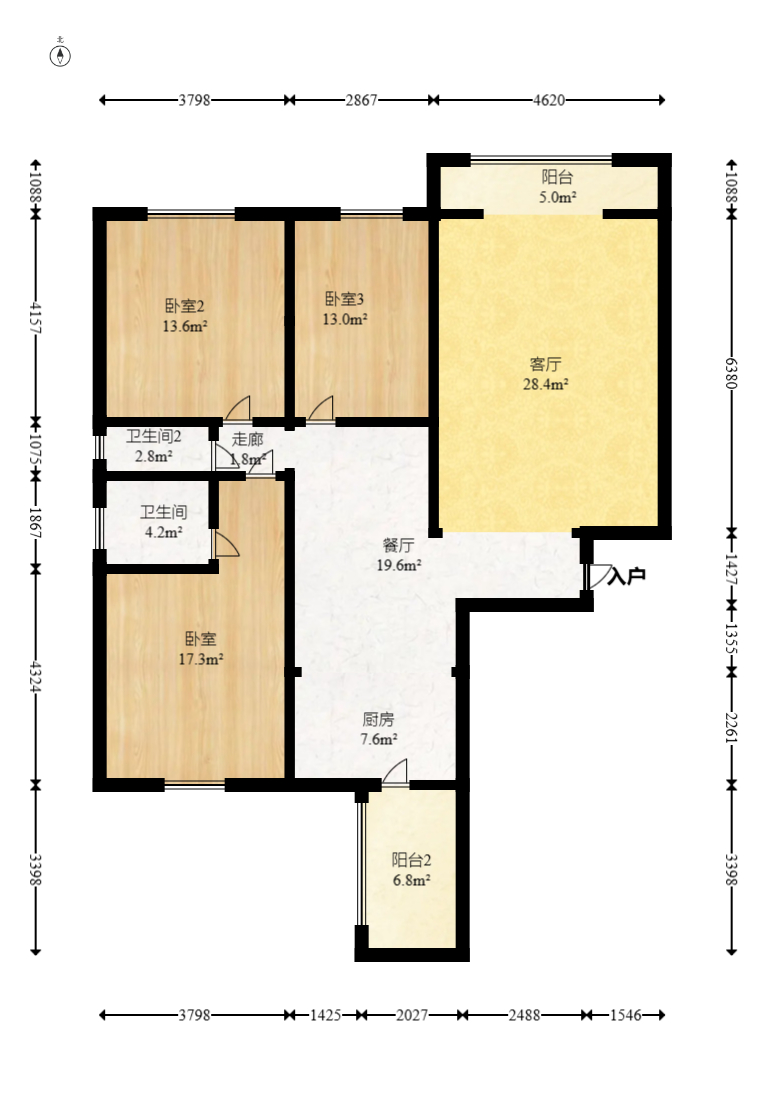 丁家高层公寓(领尚公寓) 3室2厅2卫 46.8万 丁家高层公寓(领尚公寓) 3室2厅2卫 46.8万户型图