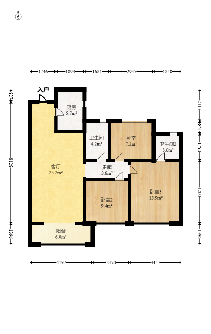 华远海蓝郡  3室2厅2卫    45.0万 华远海蓝郡  3室2厅2卫    45.0万户型图