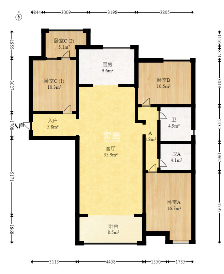 梦想枫林湾  3室2厅1卫   158.00万
